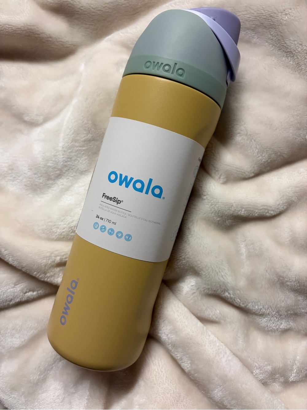 Owala FreeSip Insulated Water Bottle - Mustard Yellow with Pastel Lid